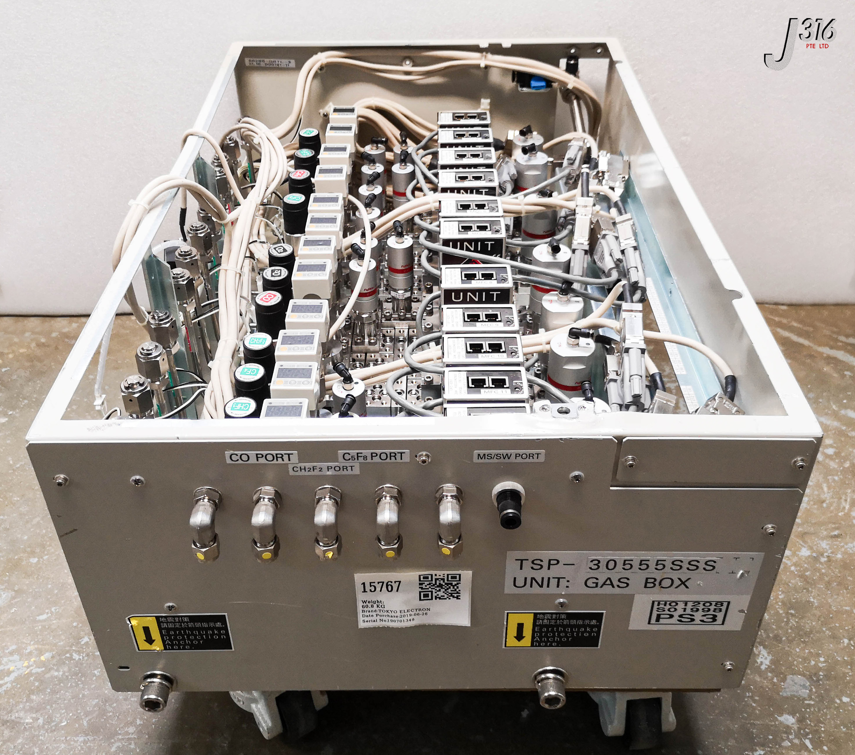 かいと 15767 TOKYO ELECTRON TELIUS TSP-30555SSS DRY ETCHER, GAS BOX 2L16